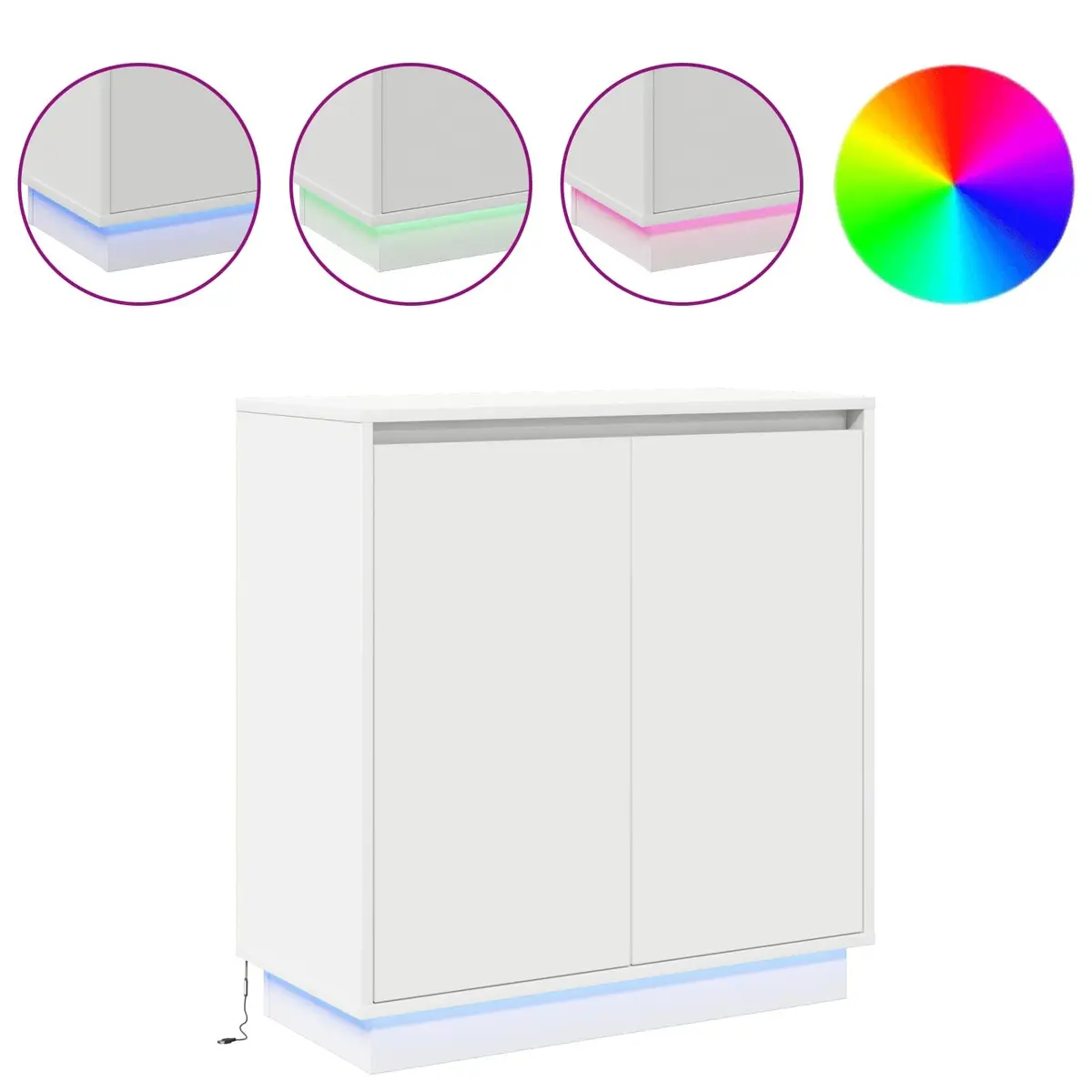 LED Sideboard Storage Cabinet Engineered Wood 71x34.5x75cm White RGB Lighting