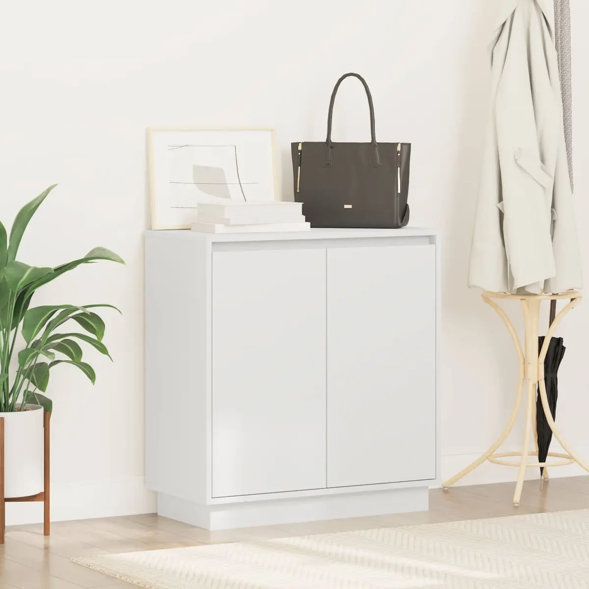LED Sideboard Storage Cabinet Engineered Wood 71x34.5x75cm White RGB Lighting