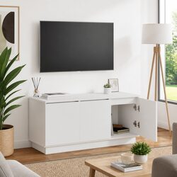 Versatile White TV Cabinet 100x38x49cm for Modern Homes