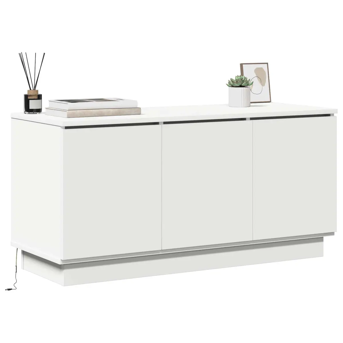 TV Cabinet Engineered Wood 100x38x49cm White Living Room Storage Unit LED