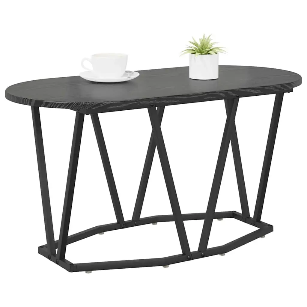 Oval Table Engineered Wood Black Industrial Modern 80x40x40.5cm