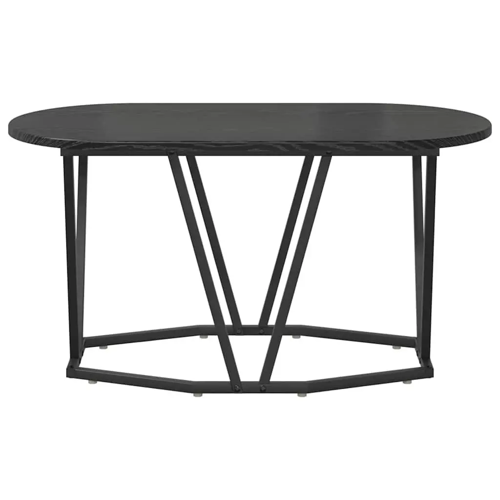 Oval Table Engineered Wood Black Industrial Modern 80x40x40.5cm