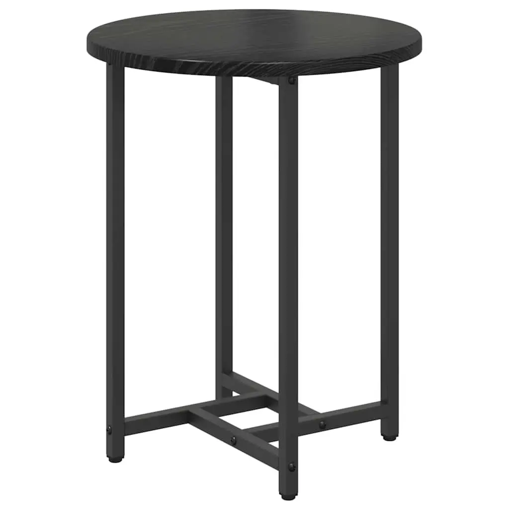 Nesting Side Table Set Engineered Wood Metal Frame Black 2 Piece