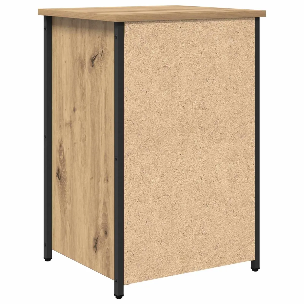 Brown Nightstand Storage Drawer 2 Piece Engineered Wood and Iron Frame 40 x 36 x 60 cm Modern Bedside Cabinet