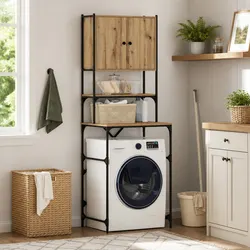 Practical Wooden Cabinet for Laundry Organization