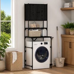 Practical Black Oak Cabinet for Laundry Spaces