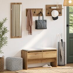 Functional Hallway Set: Bench, Mirror & Coat Racks