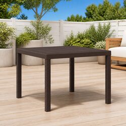 Garden Table Outdoor Rectangular Poly Rattan Brown Dining Furniture Modern Patio