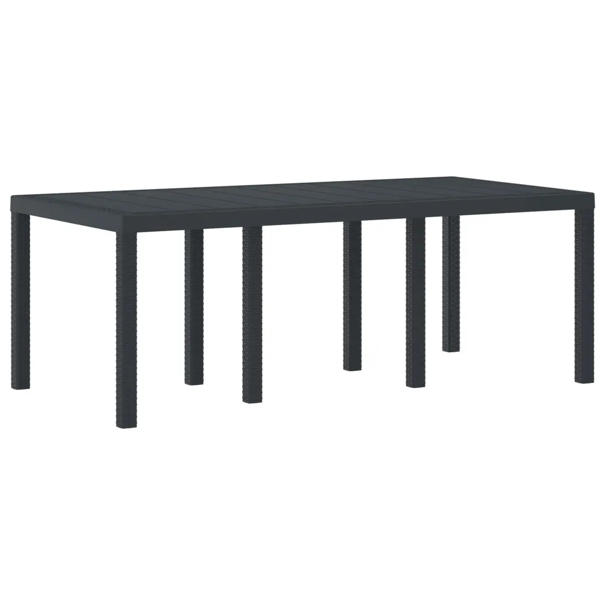 Rectangular Garden Table Outdoor Dining Furniture Steel Frame Anthracite Poly Rattan 200x100x73cm