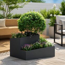 Versatile Black Metal Planter for Gardens 60x60x50cm