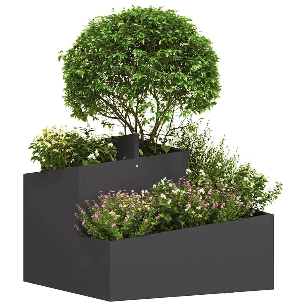 Garden Planter Metal 60x60x50cm Black Outdoor Flower Pot Raised Bed