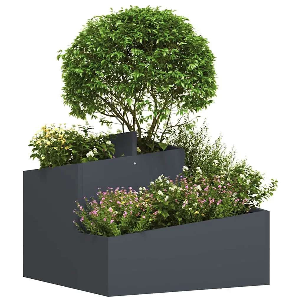Garden Planter Anthracite 60 x 60 x 50 cm Metal Outdoor Raised Flower Pot