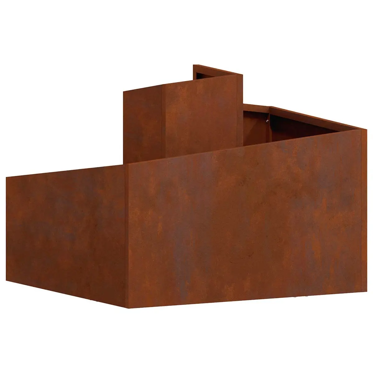 Garden Planter Raised Bed Outdoor Metal Weathering Steel 60x60x50cm Brown Modern