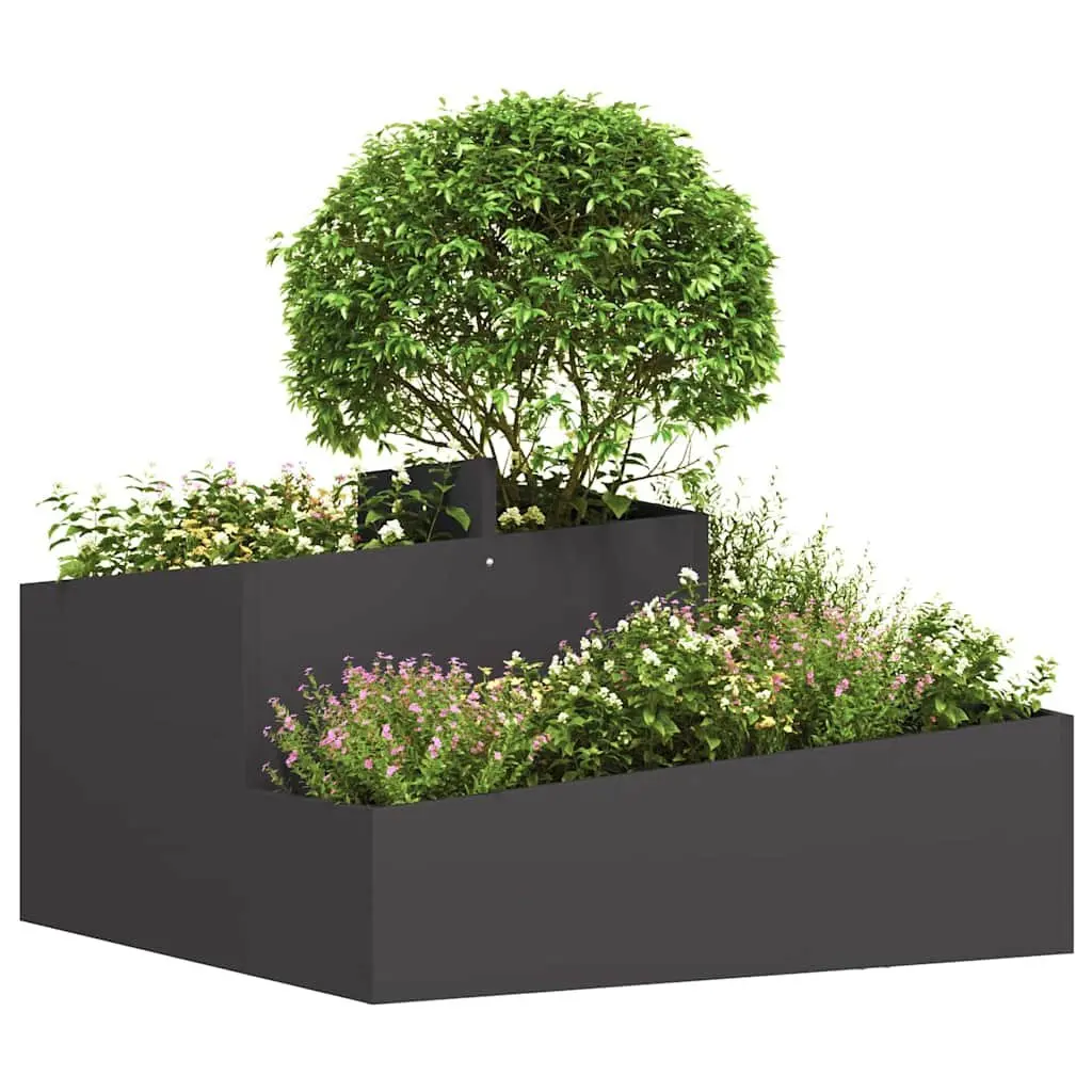 Garden Planter Metal Box 80x80x50cm Black Cold-rolled Steel Outdoor Flowers Vegetables Plants Display