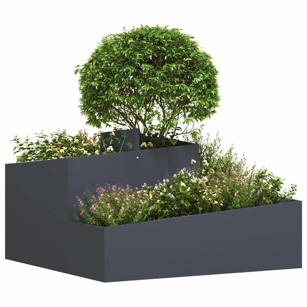 Garden Planter Metal Anthracite 80x80x50cm Outdoor Raised Bed Contemporary