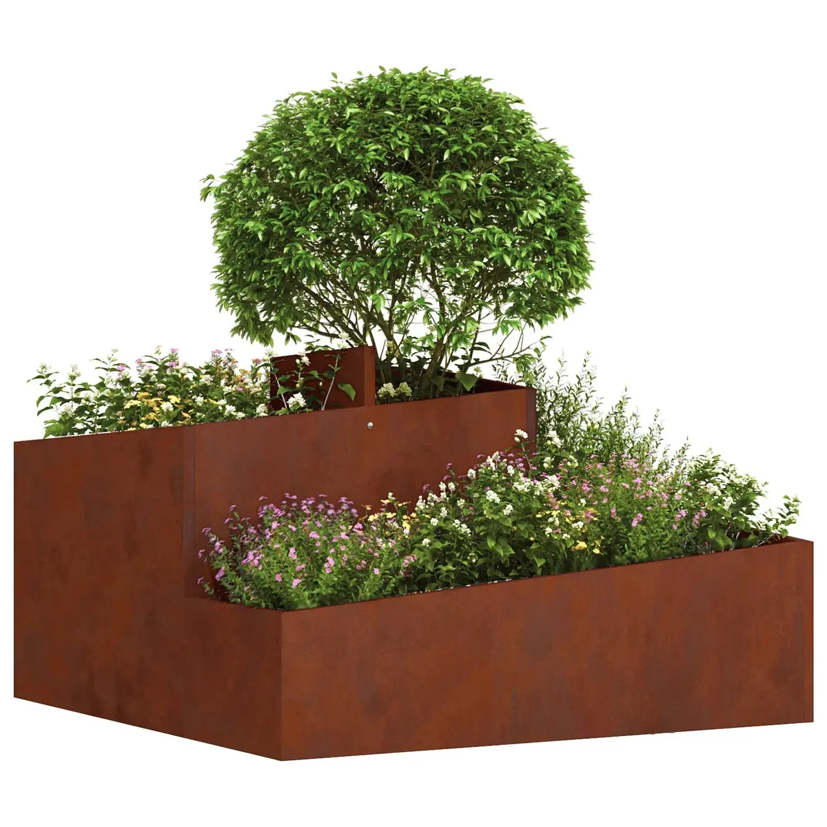 Metal Garden Planter Weathering Steel 80 x 80 x 50 cm Brown Square Outdoor Raised Bed