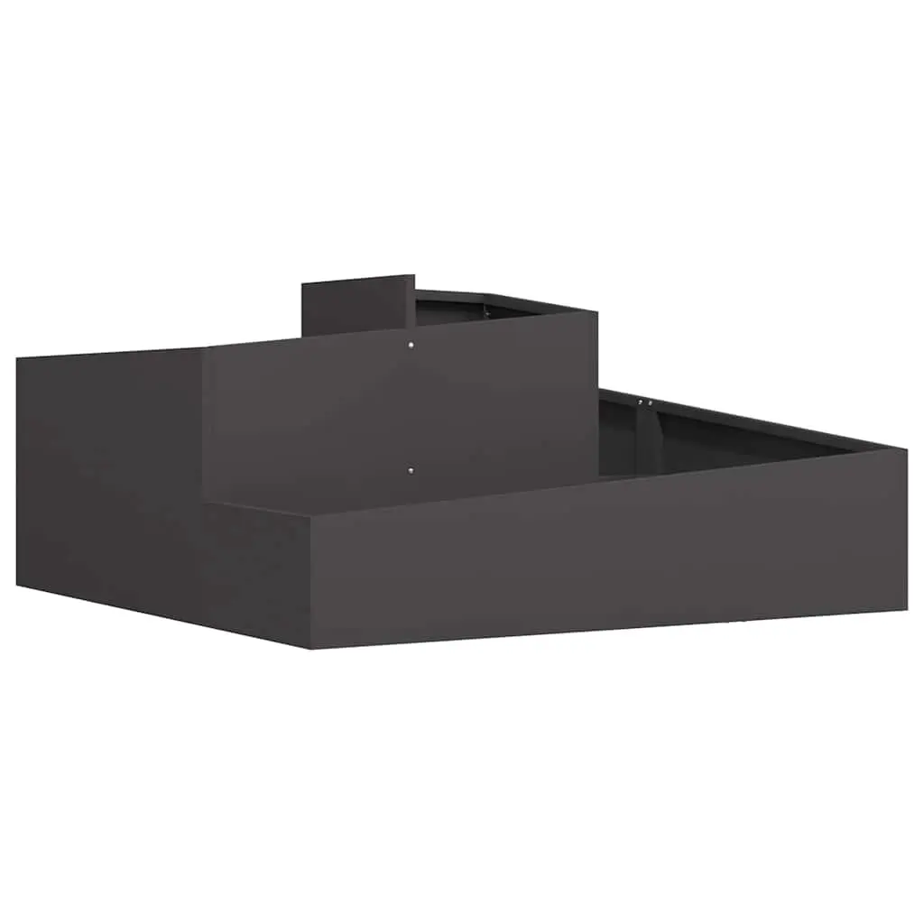 Metal Garden Planter 100 x 100 x 50 cm Black Outdoor Raised Bed Flower Box