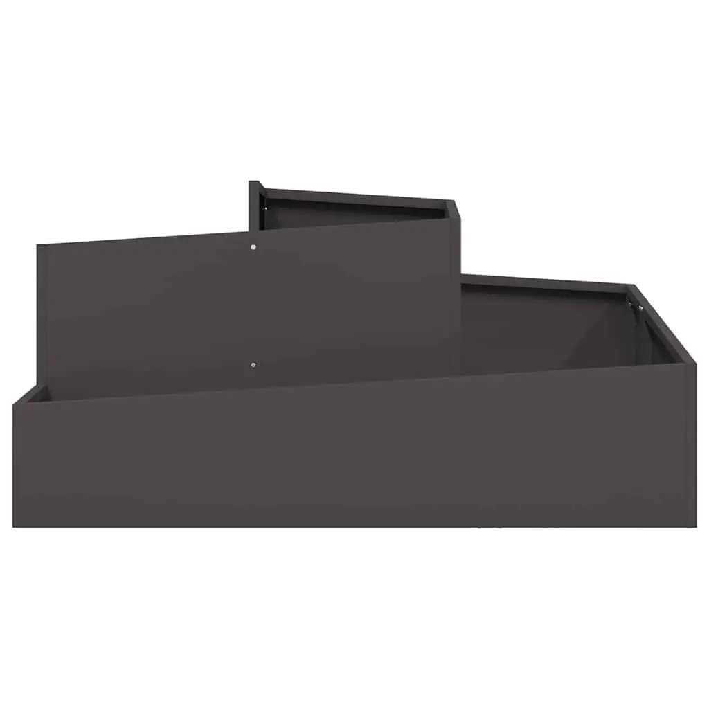 Metal Garden Planter 100 x 100 x 50 cm Black Outdoor Raised Bed Flower Box