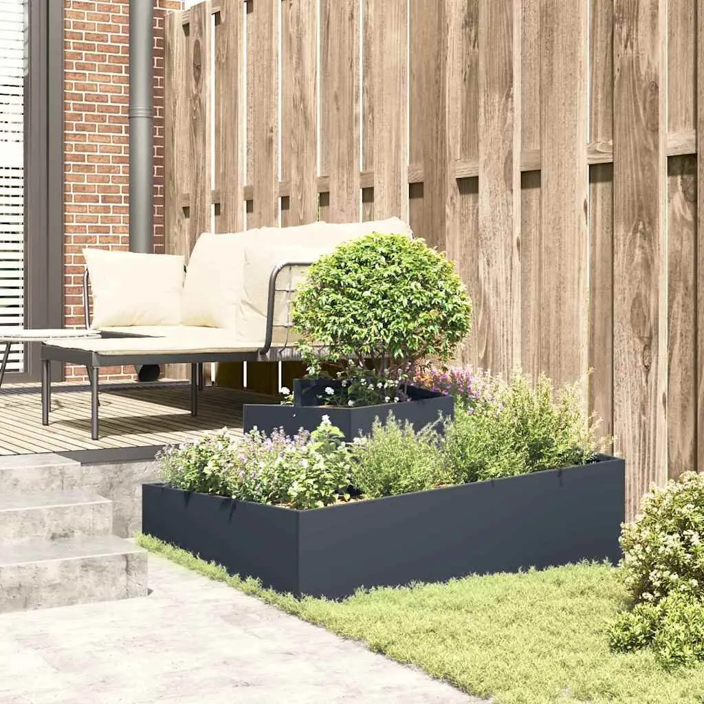 Garden Planter Metal Large Outdoor Anthracite 100x100x50cm Contemporary Design