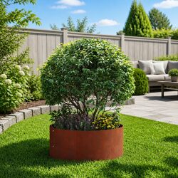 Garden Planter Ring Round Steel Frame Outdoor Flower Bed Border Rusty Brown 40cm