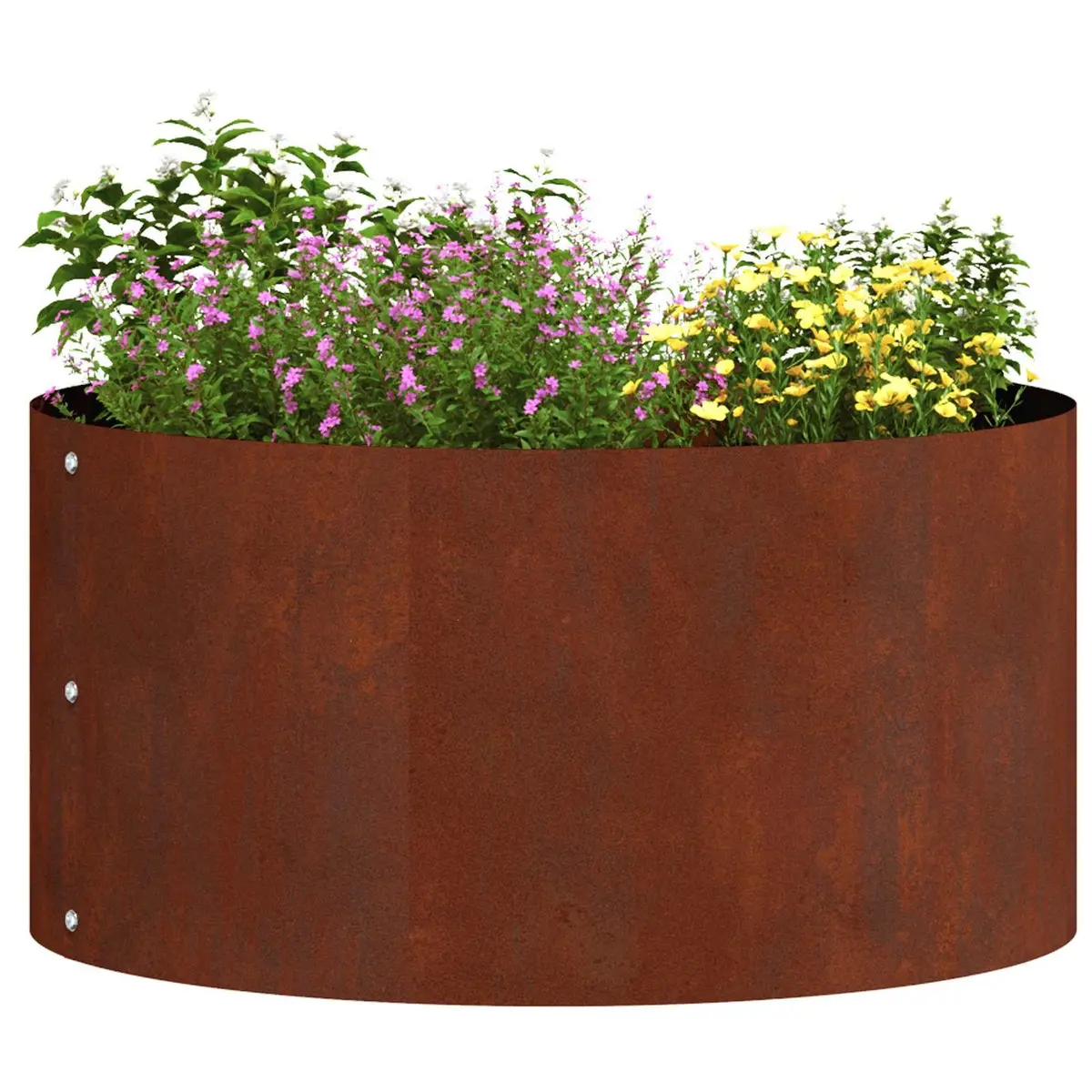 Round Steel Outdoor Planter Ring 40cm Rusty Brown Decorative Flower Bed Border