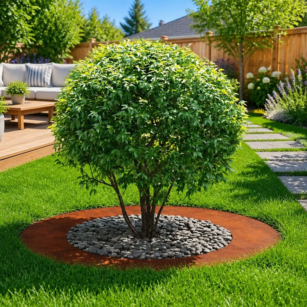 Flat Brown Tree Ring Edging Set 5 Pieces 50cm and 80cm Garden Outdoor Lawn Protective Decorative