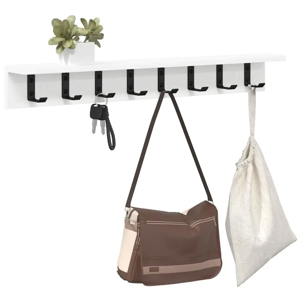 Wall-Mounted Coat Rack Organizer Engineered Wood 80 x 10.5 x 10.5 cm White
