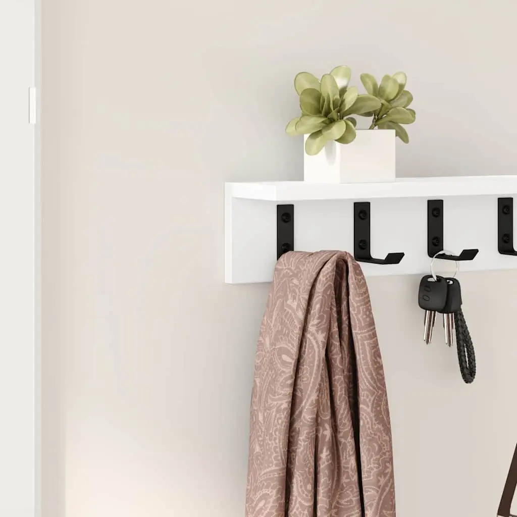 Wall-Mounted Coat Rack Organizer Engineered Wood 80 x 10.5 x 10.5 cm White