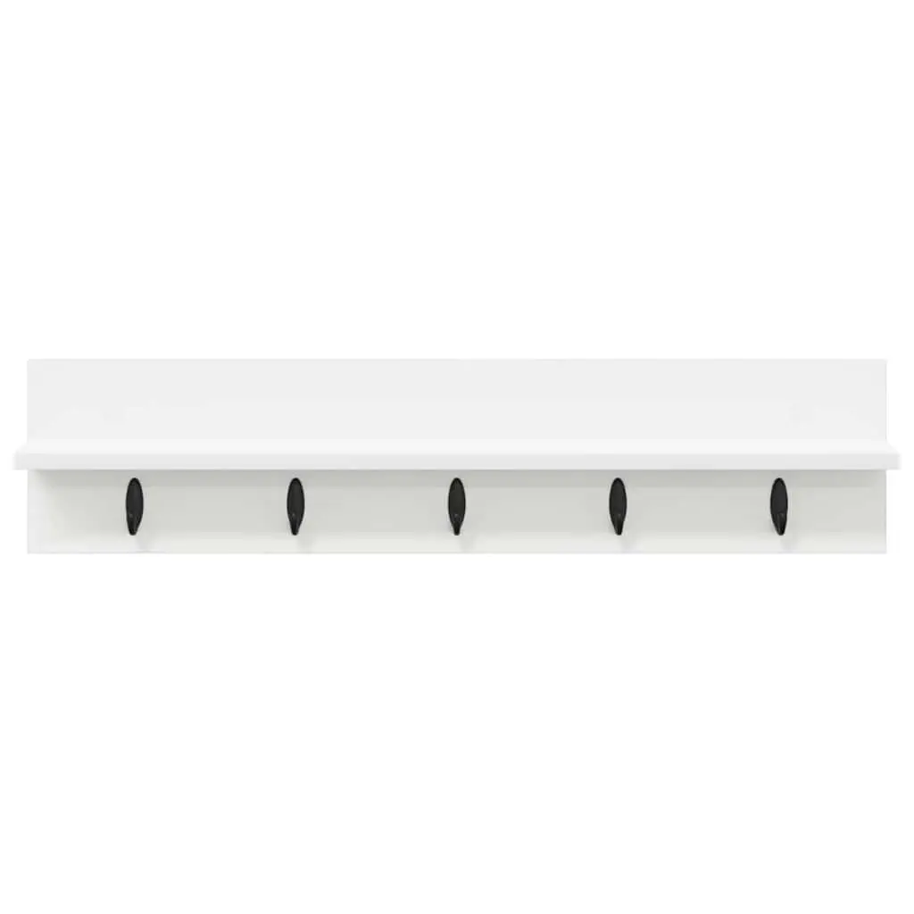Wall-Mounted Coat Rack 80cm White Engineered Wood Space Saving Organiser for Hallway