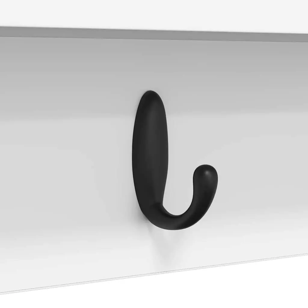 Wall-Mounted Coat Rack 80cm White Engineered Wood Space Saving Organiser for Hallway