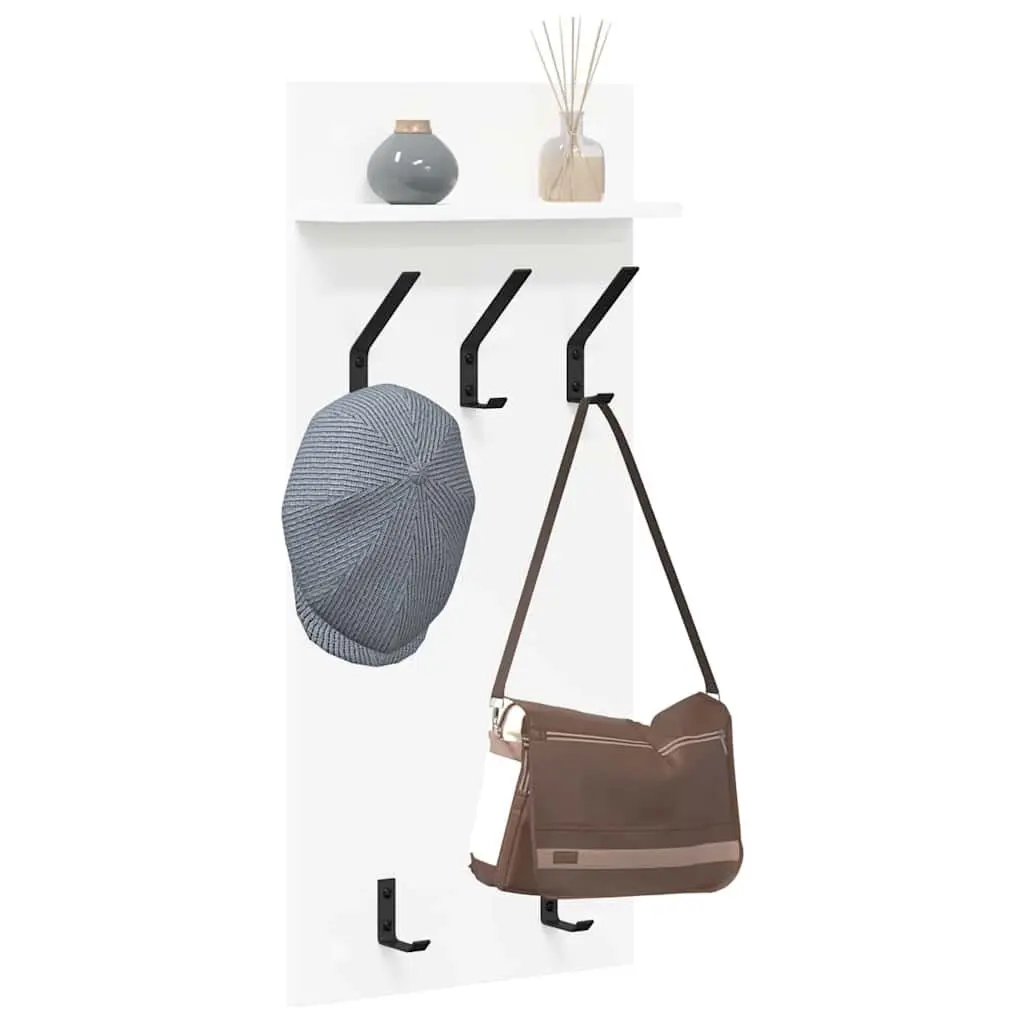 Wall-Mounted Coat Rack White Engineered Wood Hallway Entryway Storage 40x10x90cm