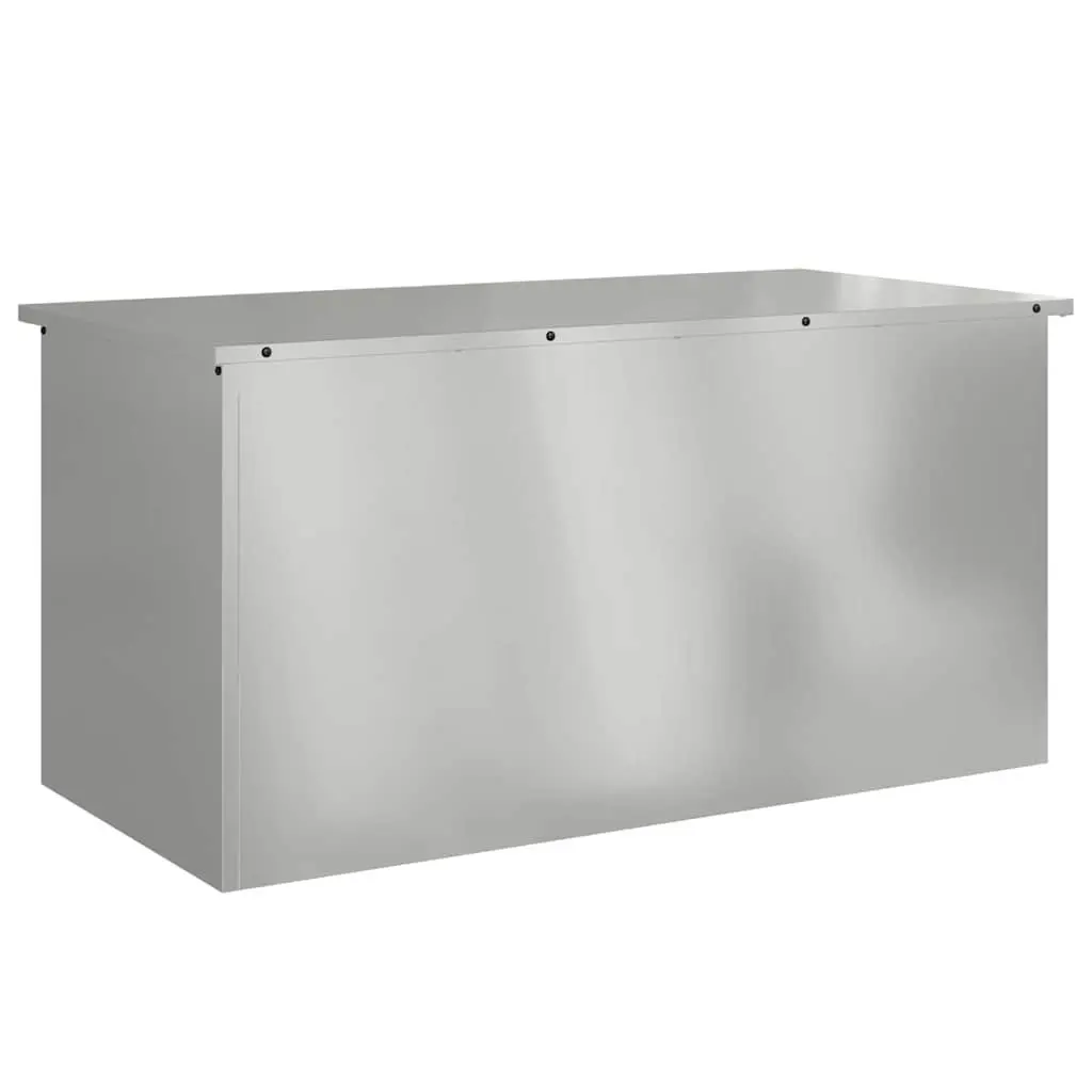 Steel Outdoor Cushion Storage Box 100x50 Silver Gas Lift Lid Weatherproof Garden Organizer