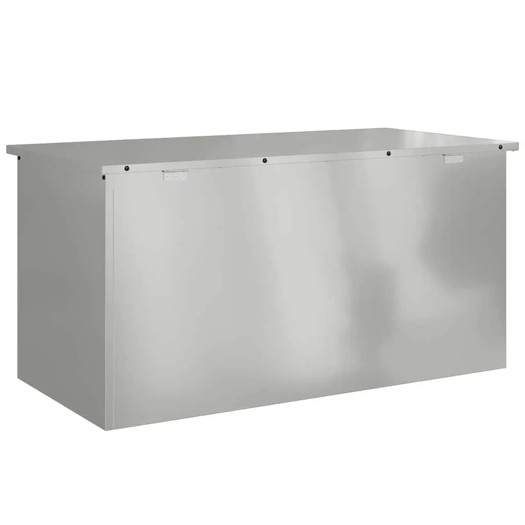 Steel Outdoor Cushion Storage Box 100x50 Silver Gas Lift Lid Weatherproof Garden Organizer