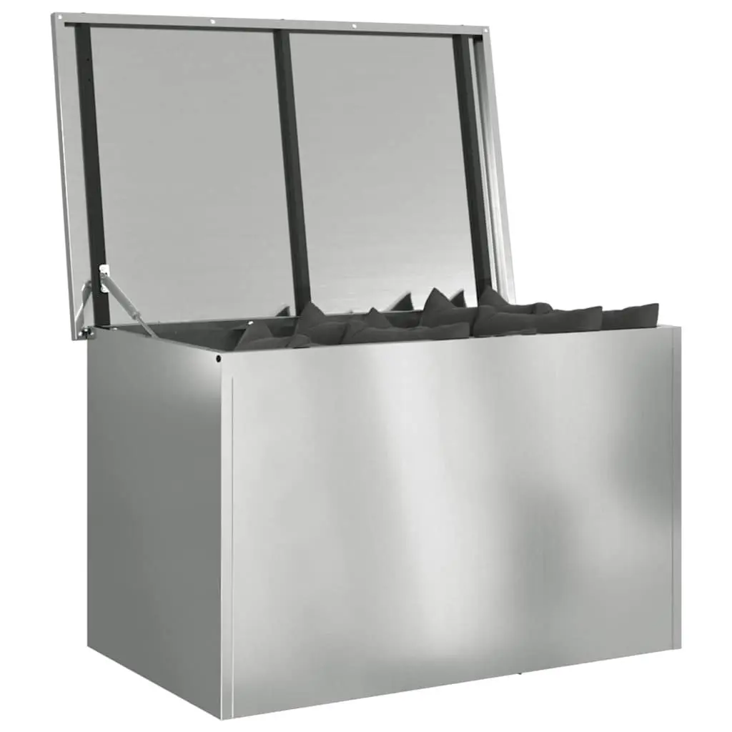 Cushion Storage Box Outdoor Galvanised Steel 80x50.5x50cm Weather Resistant Silver Garden Bench Seat
