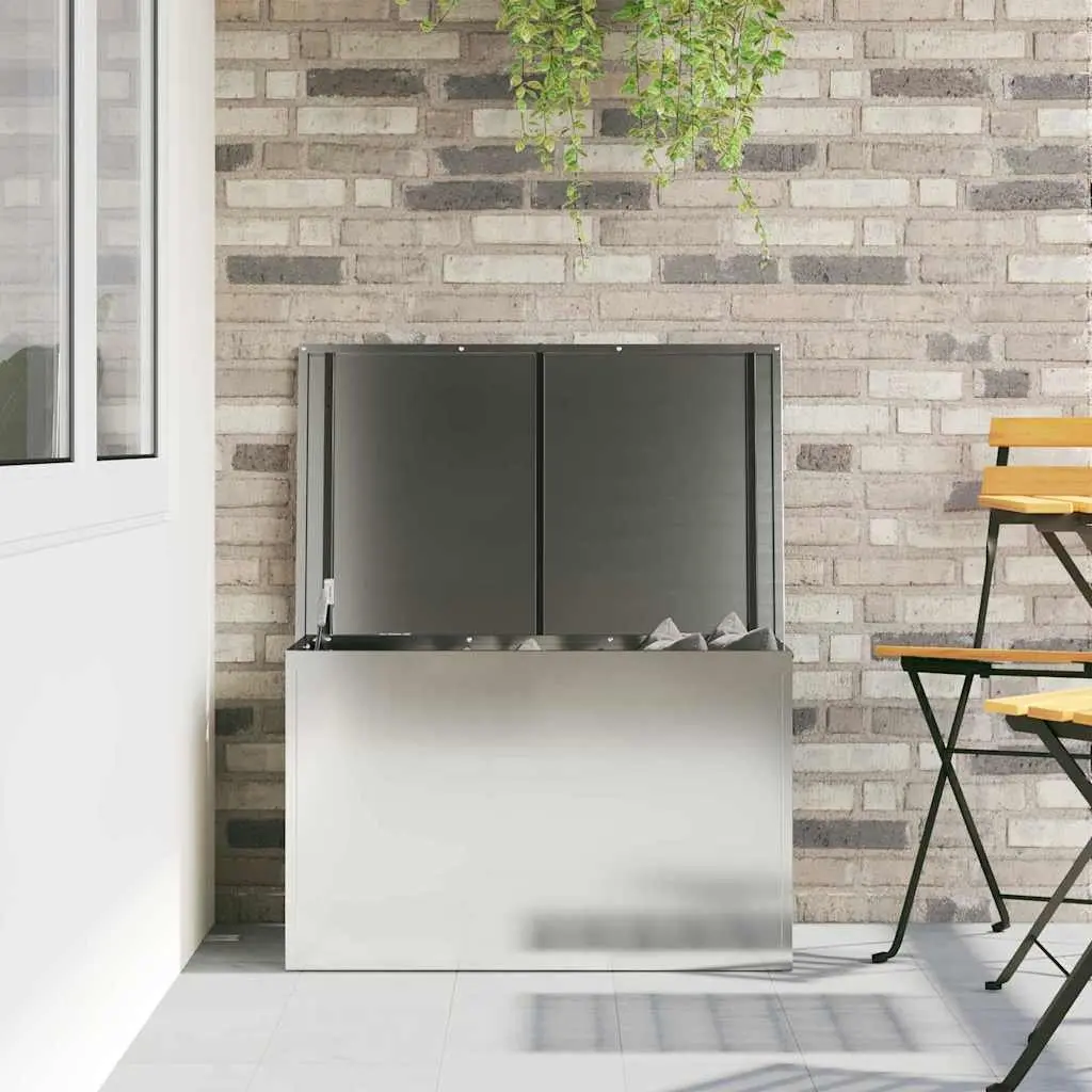 Cushion Storage Box Outdoor Galvanised Steel 80x50.5x50cm Weather Resistant Silver Garden Bench Seat