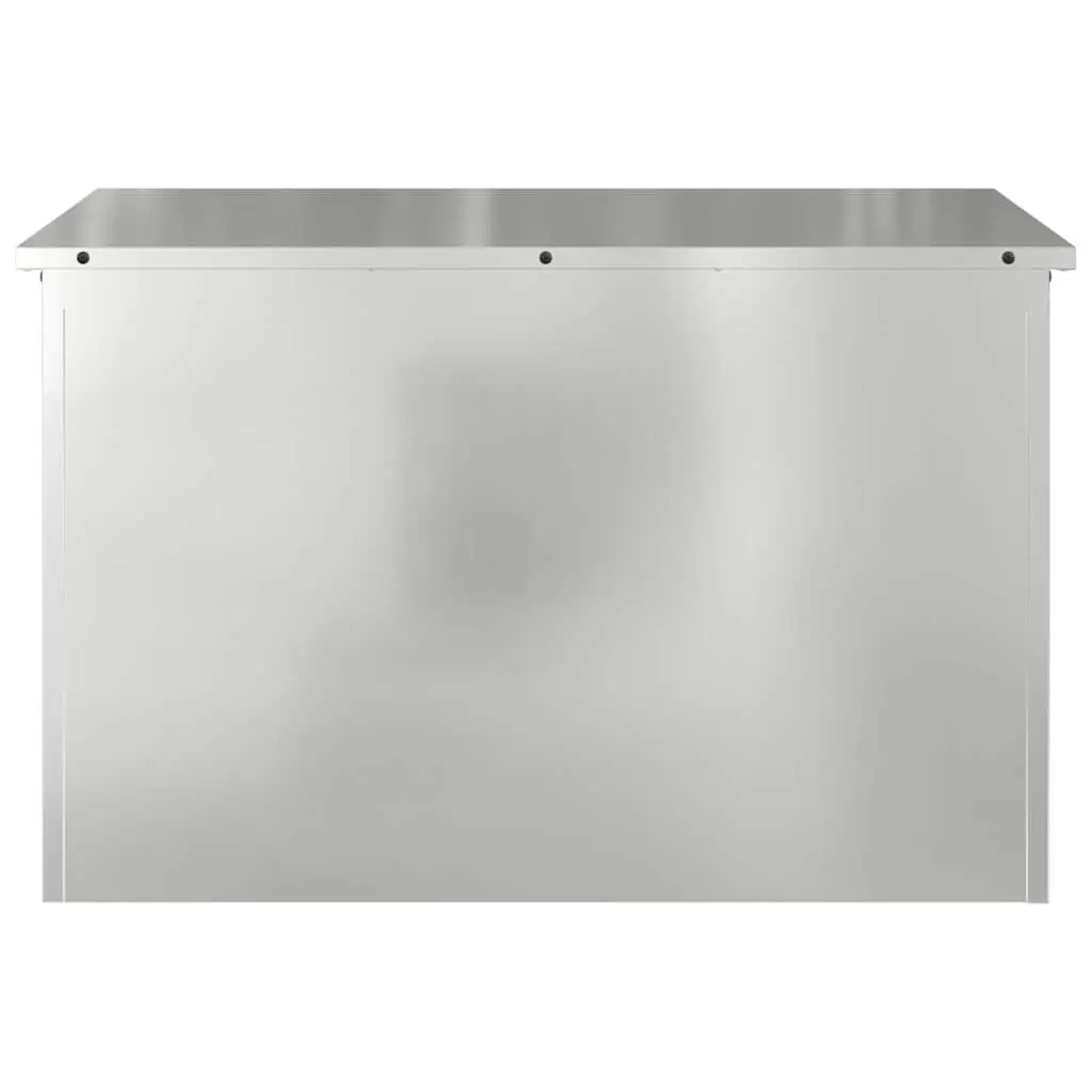 Cushion Storage Box Outdoor Galvanised Steel 80x50.5x50cm Weather Resistant Silver Garden Bench Seat