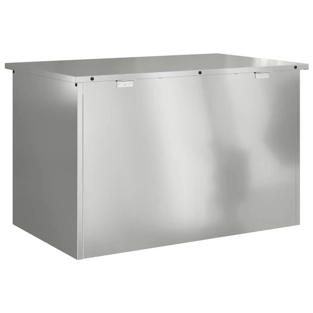 Cushion Storage Box Outdoor Galvanised Steel 80x50.5x50cm Weather Resistant Silver Garden Bench Seat