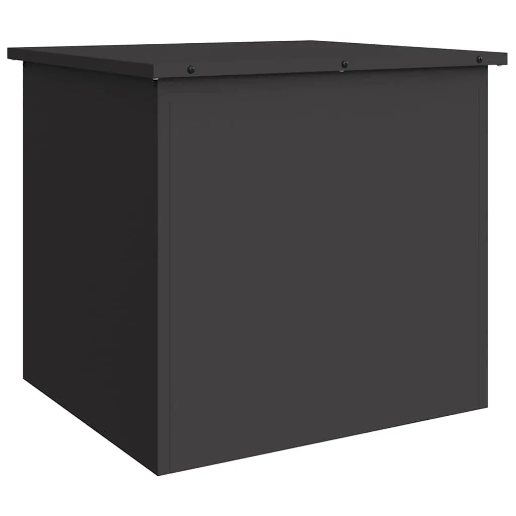 Cushion Storage Box Galvanised Steel 55x50x50cm Black Weather Resistant Industrial Style Outdoor Furniture