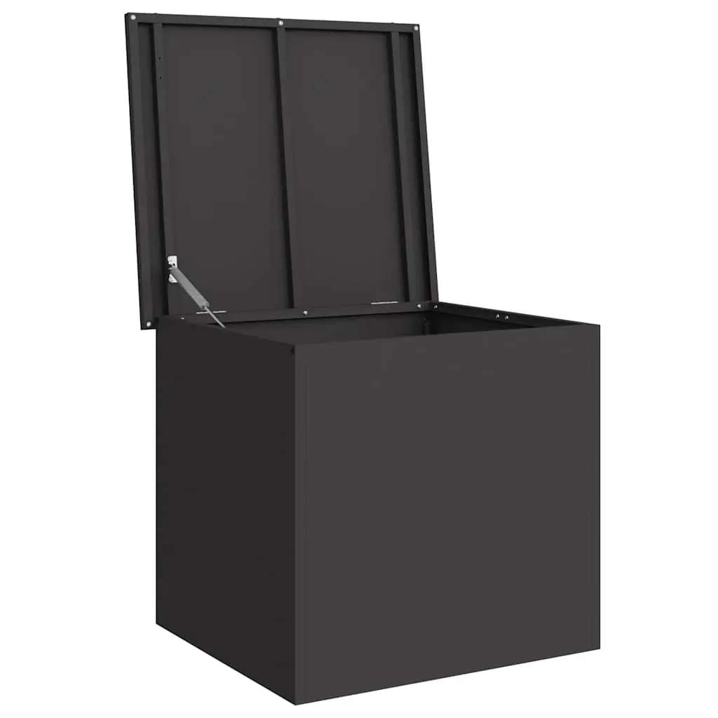 Cushion Storage Box Galvanised Steel 55x50x50cm Black Weather Resistant Industrial Style Outdoor Furniture