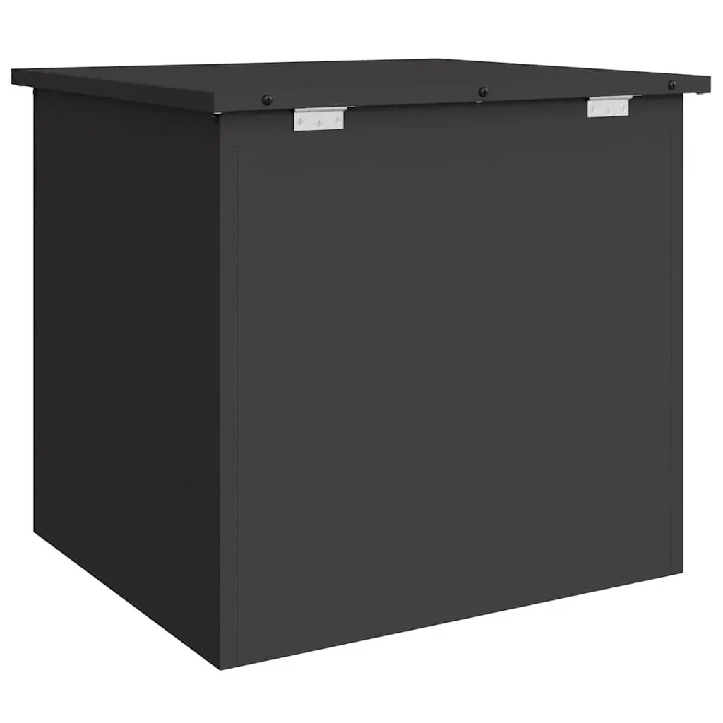 Cushion Storage Box Galvanised Steel 55x50x50cm Black Weather Resistant Industrial Style Outdoor Furniture