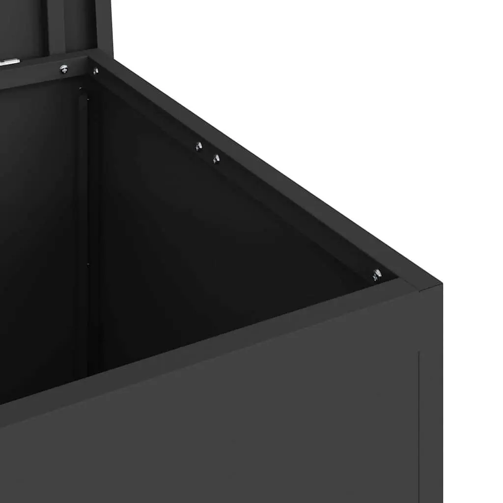Cushion Storage Box Galvanised Steel 55x50x50cm Black Weather Resistant Industrial Style Outdoor Furniture