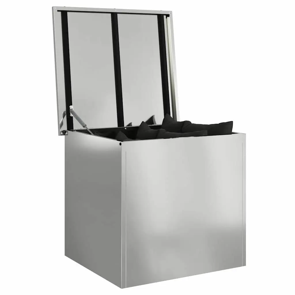 Outdoor Cushion Storage Box Steel Weatherproof Silver 55x50.5x50cm