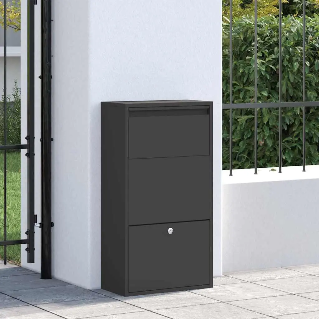 Parcel Drop Box Steel 44 x 22 x 82 cm Black Outdoor Mailbox