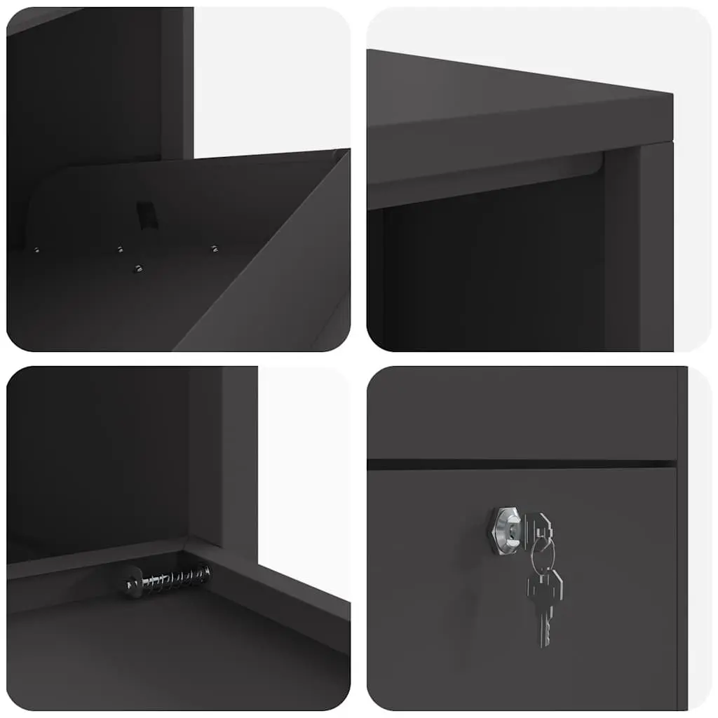 Parcel Drop Box Steel 44 x 22 x 82 cm Black Outdoor Mailbox