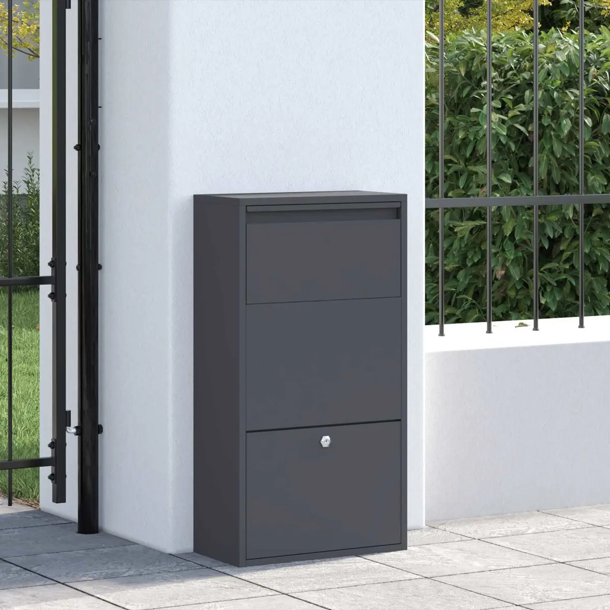 Parcel Drop Box Steel 44x22x82cm Anthracite Modern Garden Mailbox