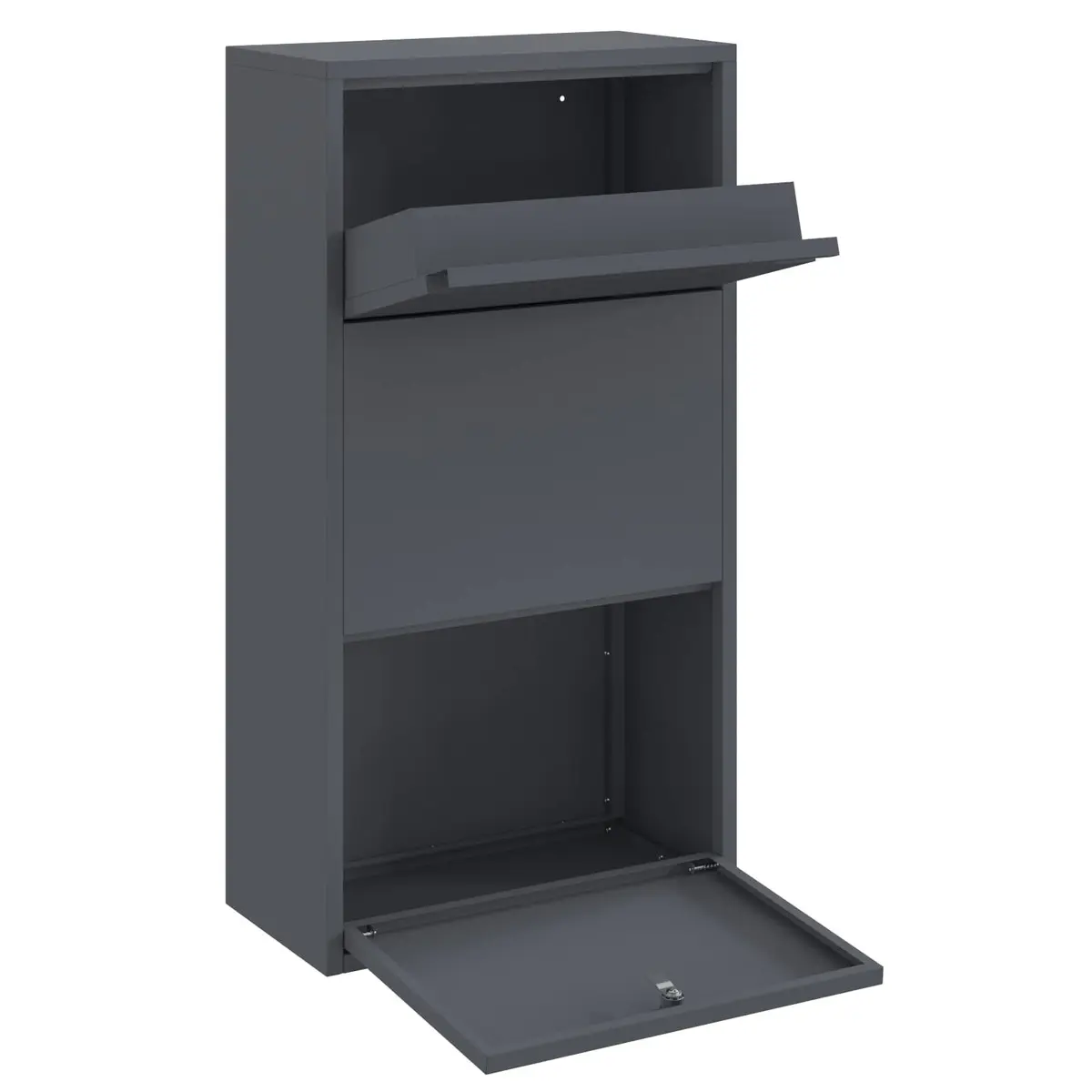 Parcel Drop Box Steel 44x22x82cm Anthracite Modern Garden Mailbox
