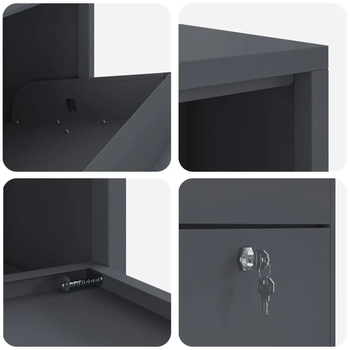 Parcel Drop Box Steel 44x22x82cm Anthracite Modern Garden Mailbox