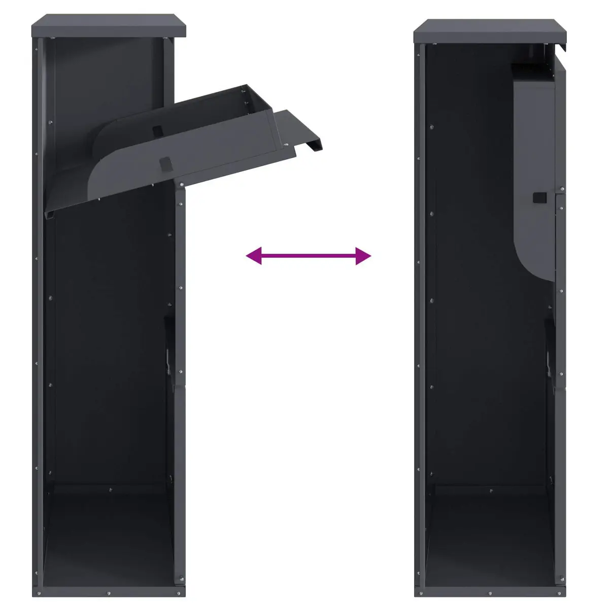 Parcel Drop Box Steel 44x22x82cm Anthracite Modern Garden Mailbox