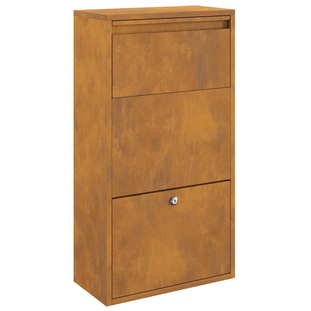 Parcel Drop Box Weathering Steel Rectangular Brown 44 x 22 x 82 cm
