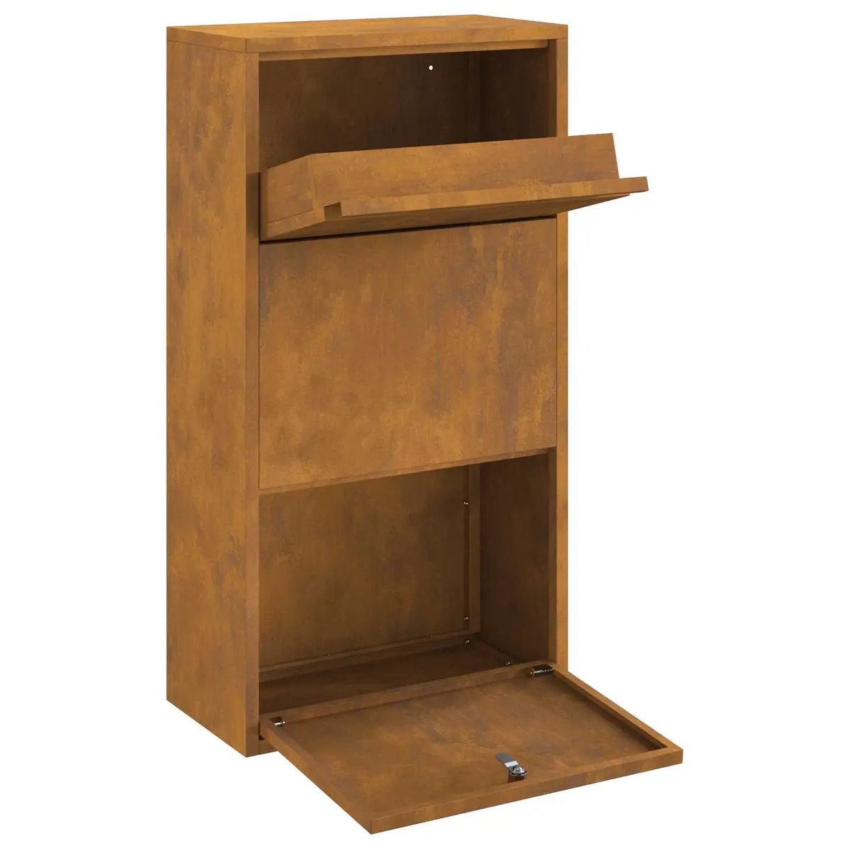 Parcel Drop Box Weathering Steel Rectangular Brown 44 x 22 x 82 cm